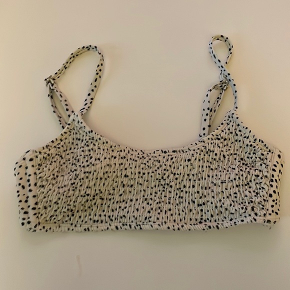 Ruched Cream & Black Bikini Top - Picture 1 of 7